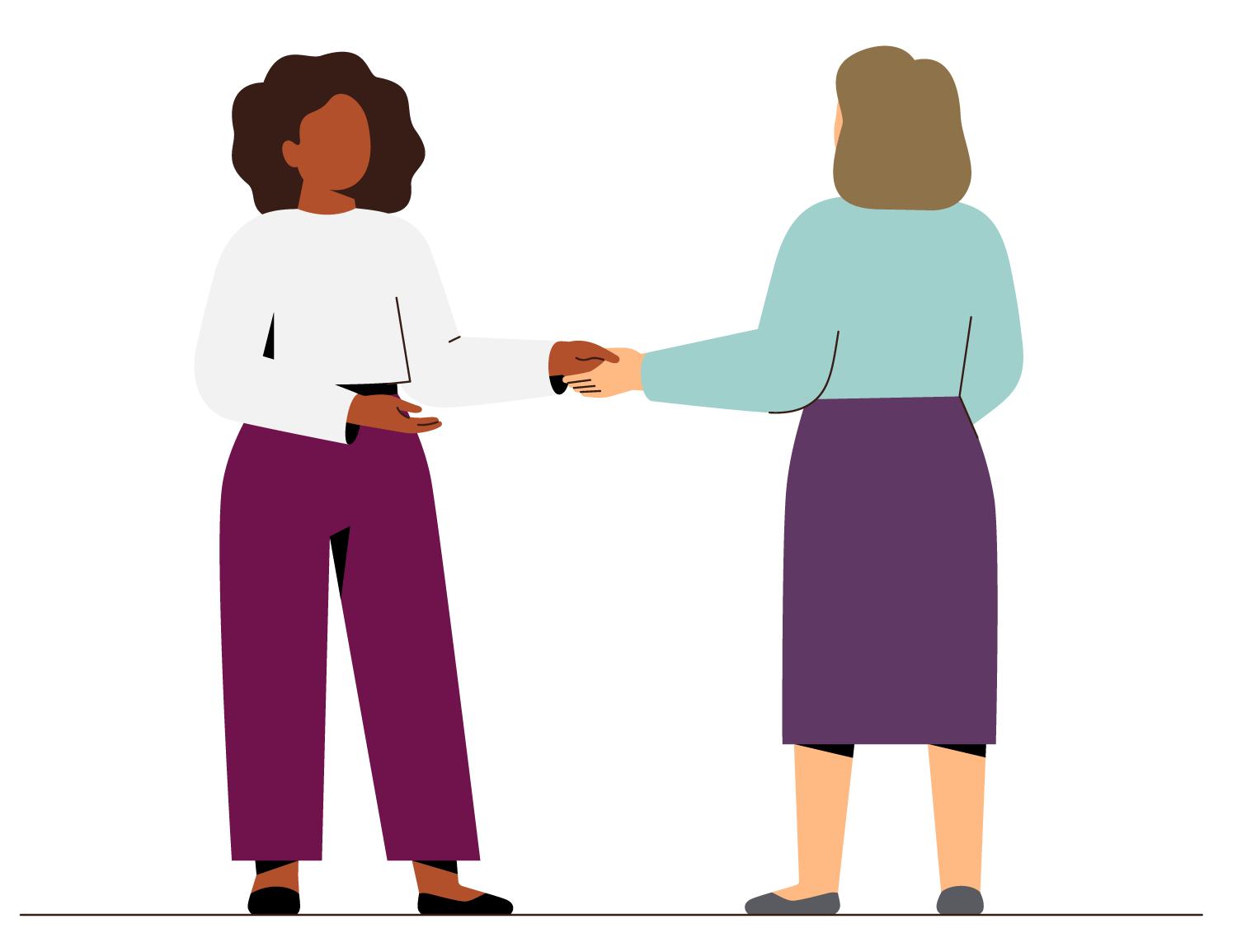 Illustration de deux personnes en train de se serrer la main, symbolisant une interaction ou un rendez-vous.